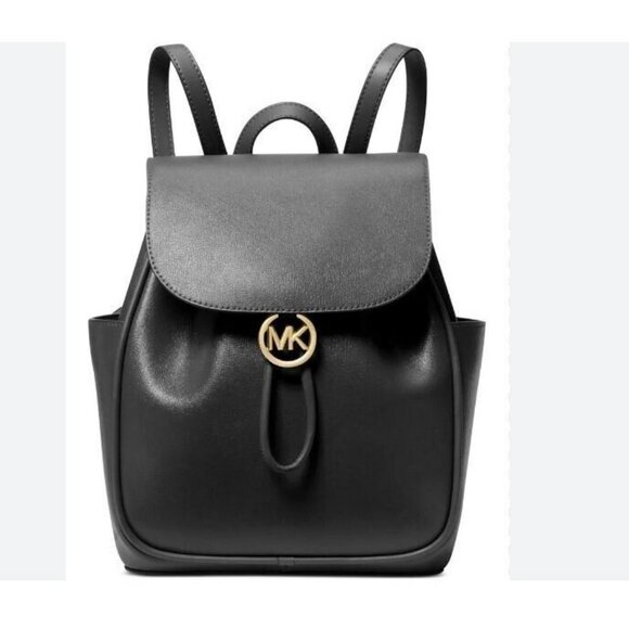 MICHAEL KORS Cheryl leather medium side pockets backpack - BLACK
